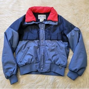 Vtg Skyr Kids Coat Ski Jacket Size Youth 18 Teen Blue Red Colorblock 80s Retro